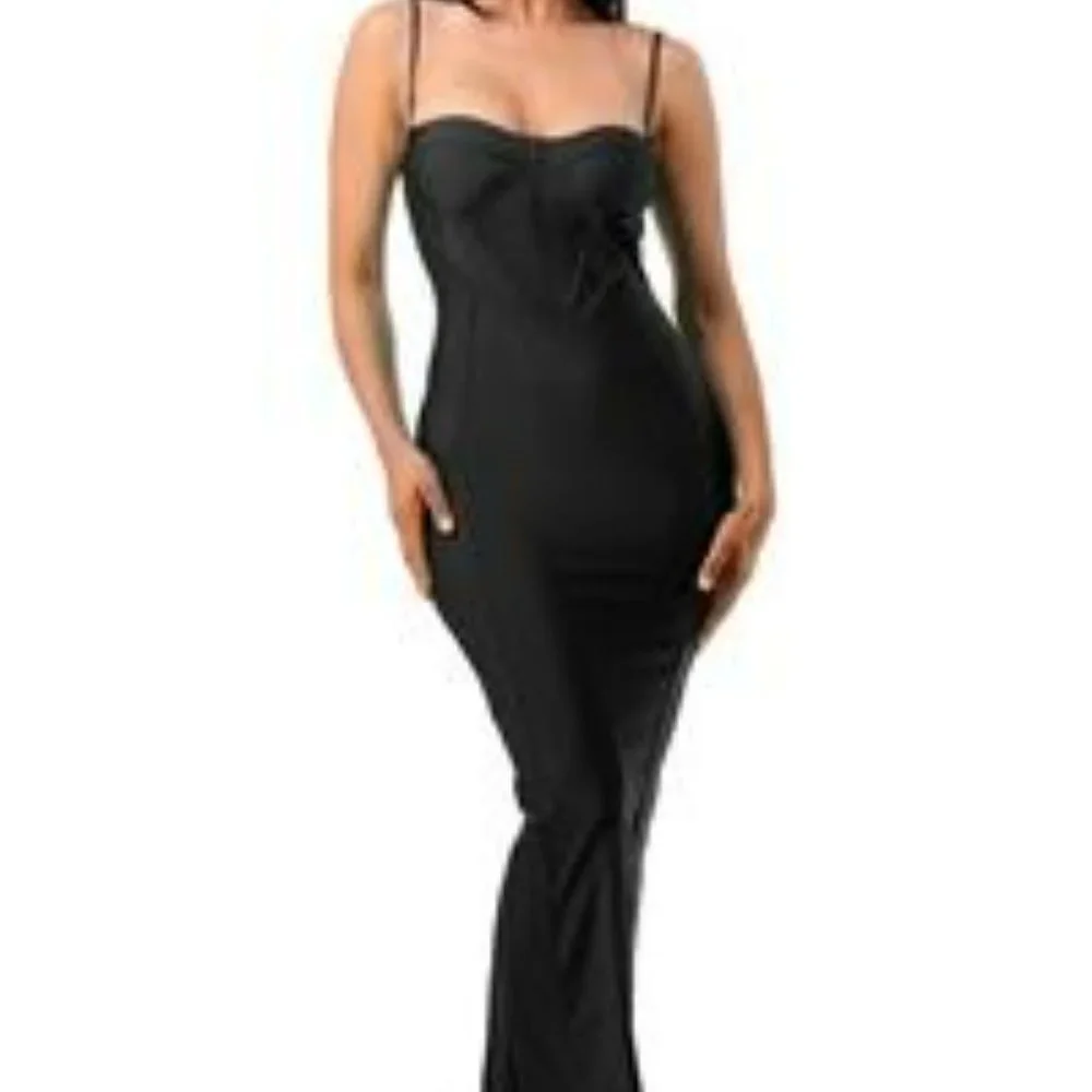 5 ⭐️ Black Corset Dress Just in @The King Kouture Boutique Midi Length Small - Picture 2 of 9